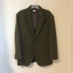 Vintage Green Tommy Hilfiger coat w/flashy pattern